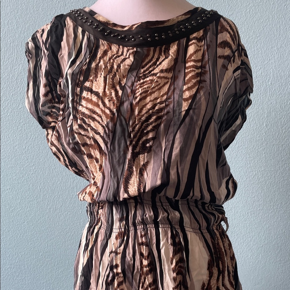 a.n.a Beige and Brown Zebra-Print Midi Dress
